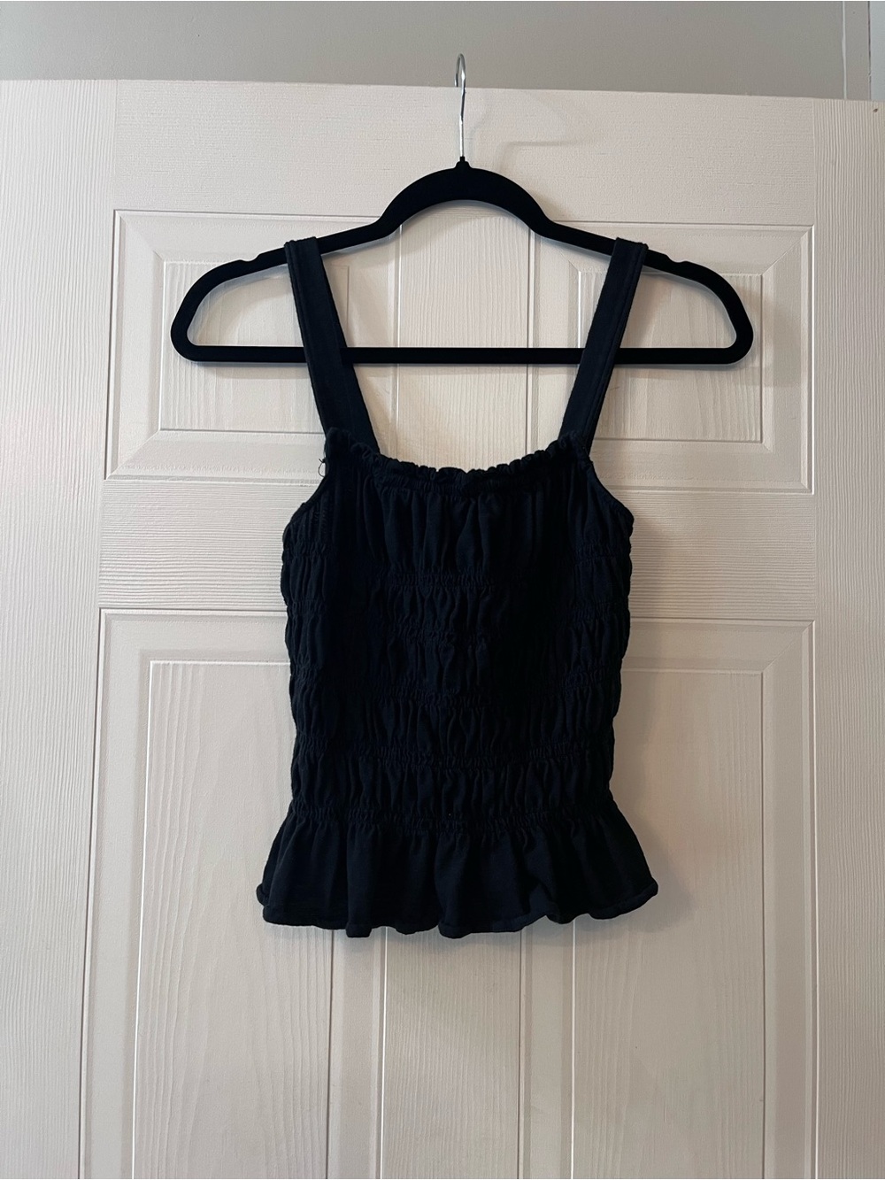 Universal Thread Black Smocked Ruffle-Hem Camisole